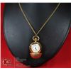 Image 1 : GOLD BALL CLOCK NECKLACE ROUND OPENS UP