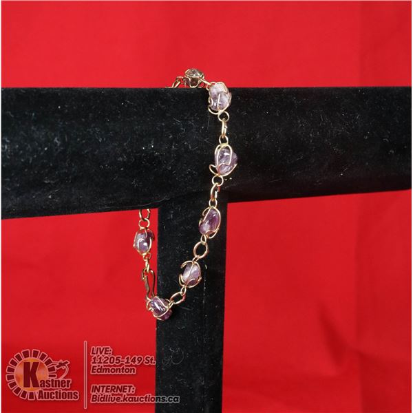 VINTAGE GOLD WRAPPED STONE BRACELET