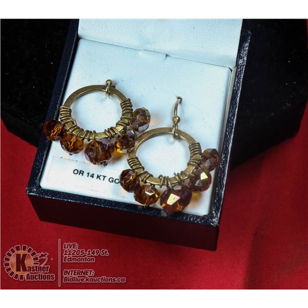 CRYSTAL & GOLD DANGLE EARRINGS