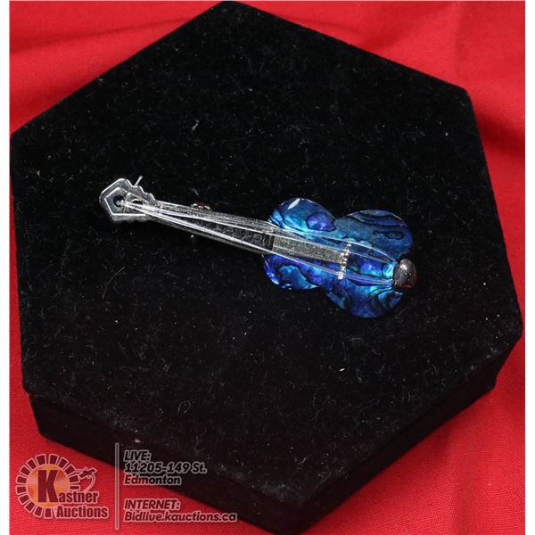 VINTAGE ABALONE GUITAR BROOCH PIN