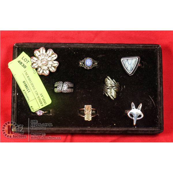 8 RINGS ALL TOGETHER IN RING DISPLAY