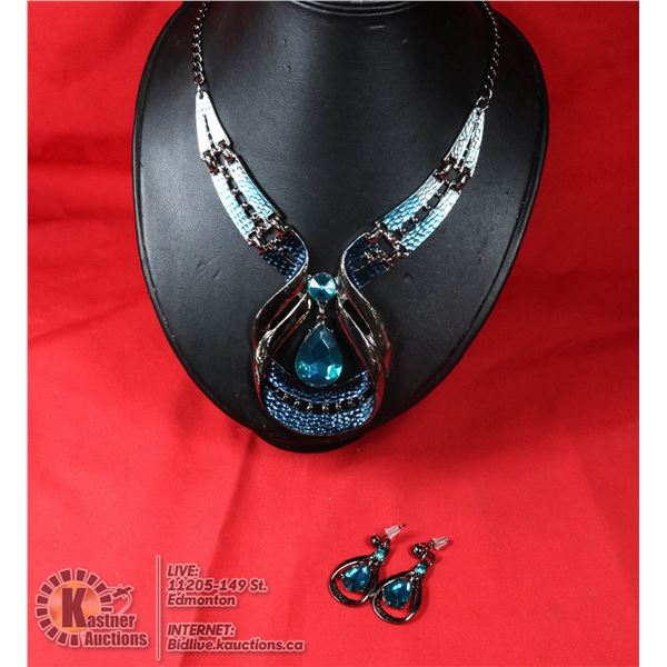 HILLBERG LARGE RHINESTONE NECKLACE & EARRINGS SET