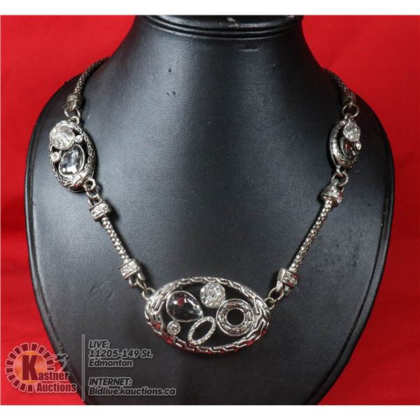ANNE KLEIN SILVER AND RHINESTONE NECKLACE