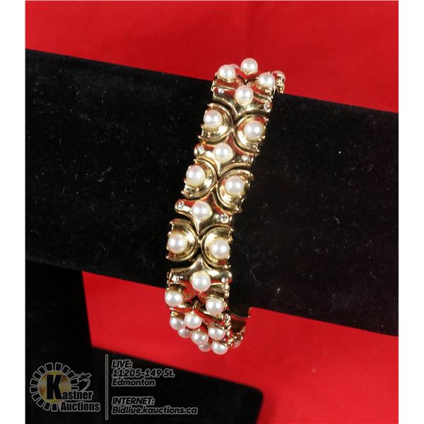 ANTHONY JEWELERS GOLD AND PEARL BRACELET