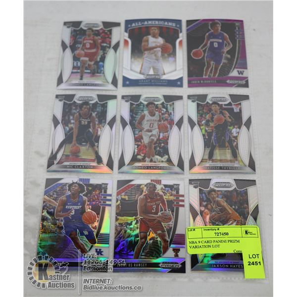 NBA 9 CARD PANINI PRIZM VARIATION LOT