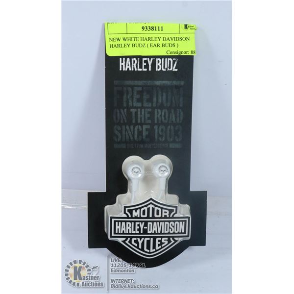 NEW WHITE HARLEY DAVIDSON HARLEY BUDZ ( EAR BUDS )