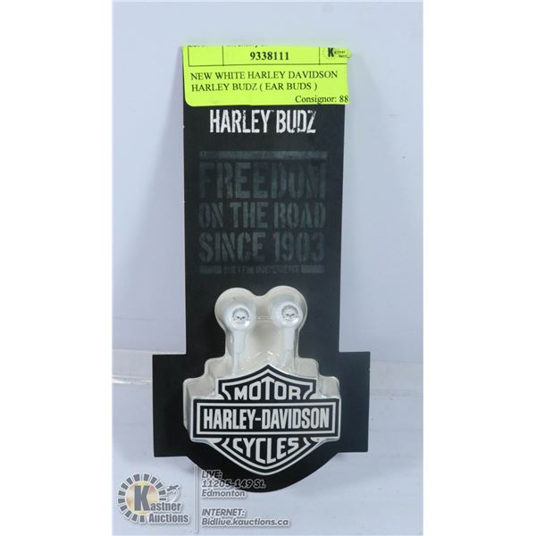 NEW WHITE HARLEY DAVIDSON HARLEY BUDZ ( EAR BUDS )