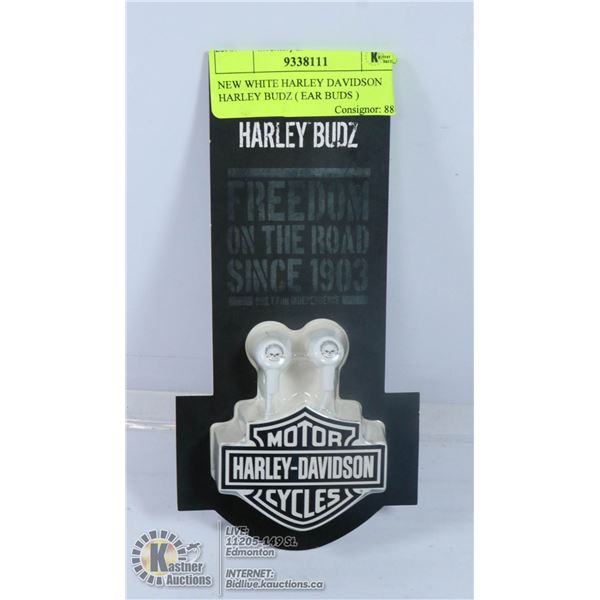 NEW WHITE HARLEY DAVIDSON HARLEY BUDZ ( EAR BUDS )