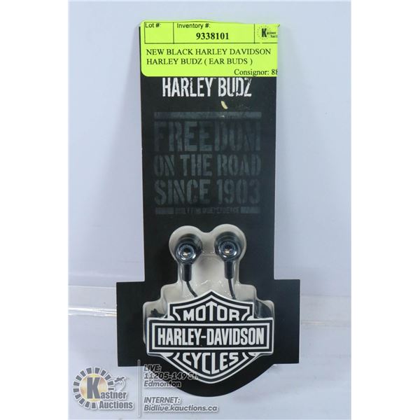 NEW BLACK HARLEY DAVIDSON HARLEY BUDZ ( EAR BUDS )
