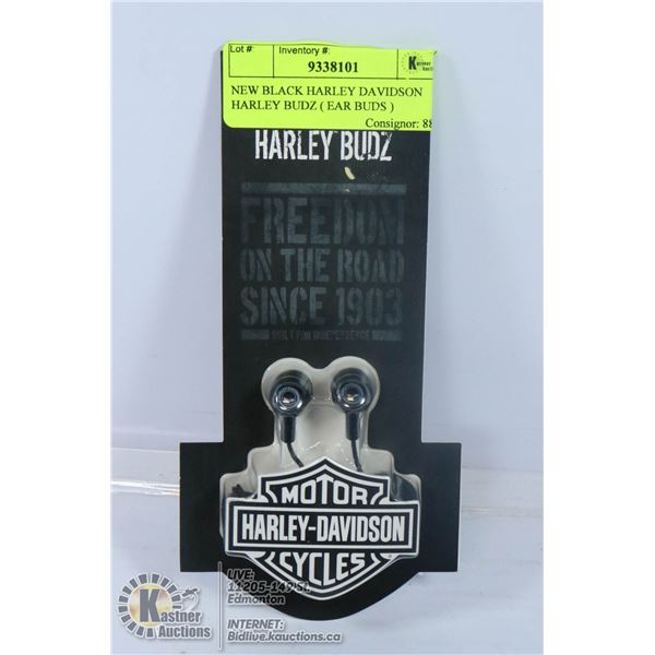 NEW BLACK HARLEY DAVIDSON HARLEY BUDZ ( EAR BUDS )