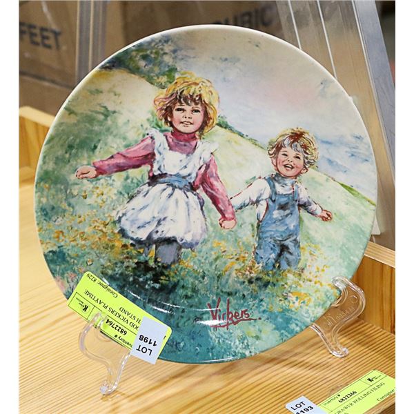 WEDGEWOOD VICKERS PLAYTIME PLATE WITH STAND