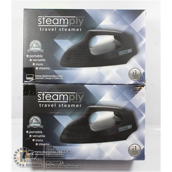 2 NEW BLACK STEAMPLY TRAVEL STEAMERS
