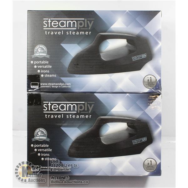2 NEW BLACK STEAMPLY TRAVEL STEAMERS
