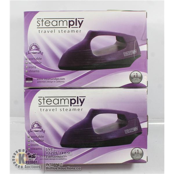 2 NEW PURPLE STEAMPLY TRAVEL STEAMERS