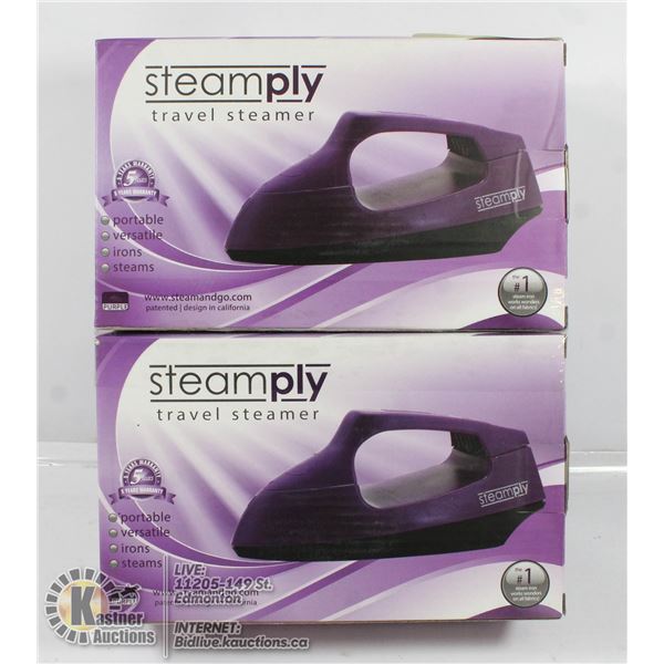 2 NEW PURPLE STEAMPLY TRAVEL STEAMERS