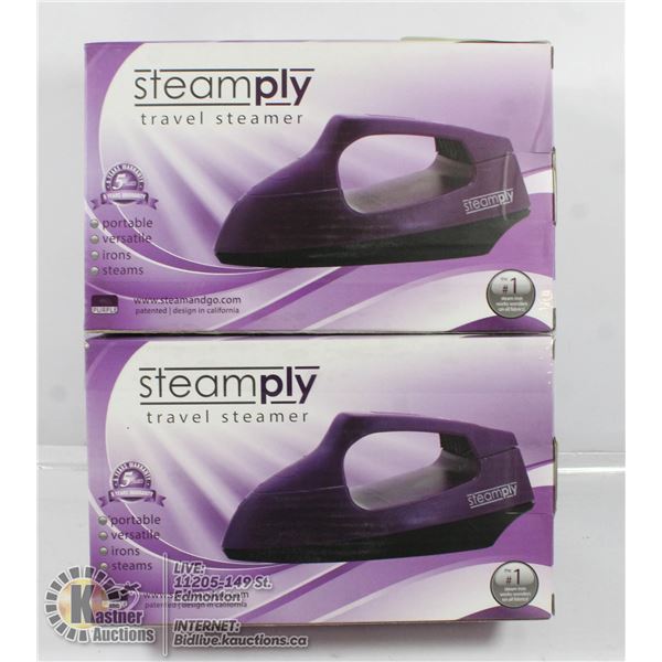 2 NEW PURPLE STEAMPLY TRAVEL STEAMERS