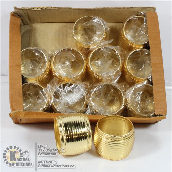 SET OF 12 GOLD TONED NAPKIN RINGS