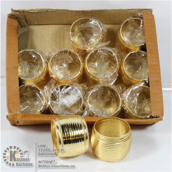 SET OF 12 GOLD TONED NAPKIN RINGS