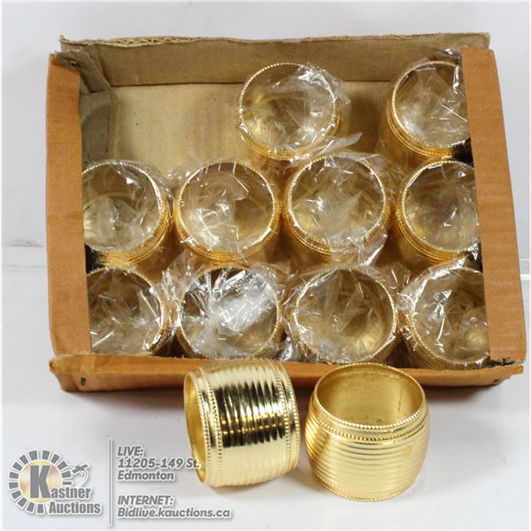 SET OF 12 GOLD TONED NAPKIN RINGS