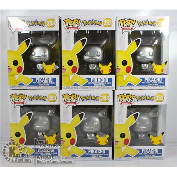 CASE OF 6 POP POKEMON METAL PIKACHU 25TH ANNIV.