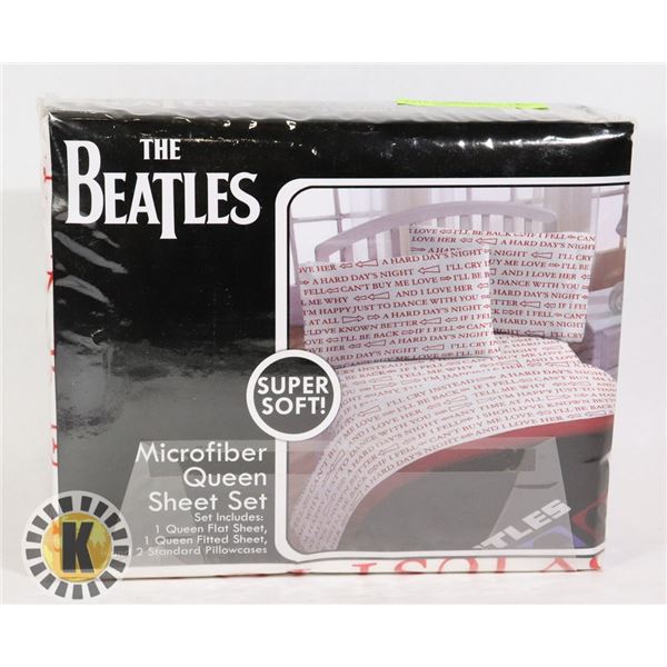 NEW 4PC BEATLES THEME QUEEN SHEET SET