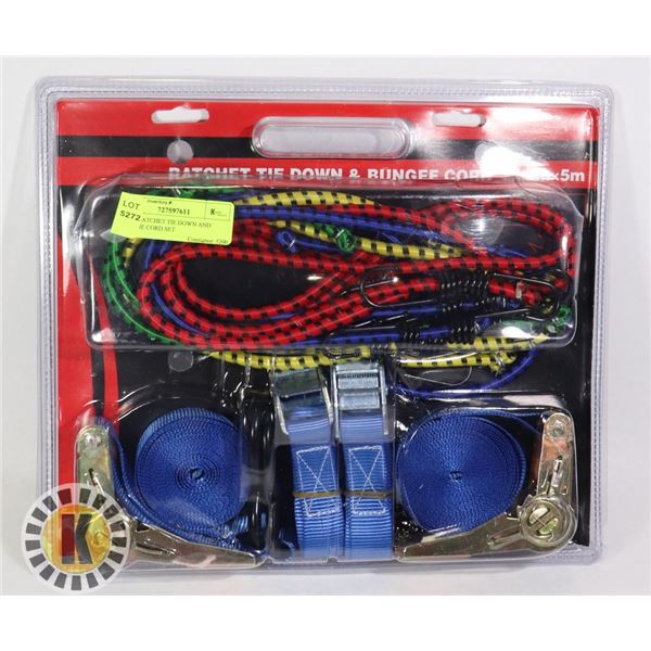 NEW RATCHET TIE DOWN AND BUNGIE CORD SET