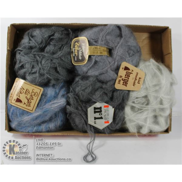 5 SKEINS VTG BERGER DU NORD SUPER KID MOHAIR YARN