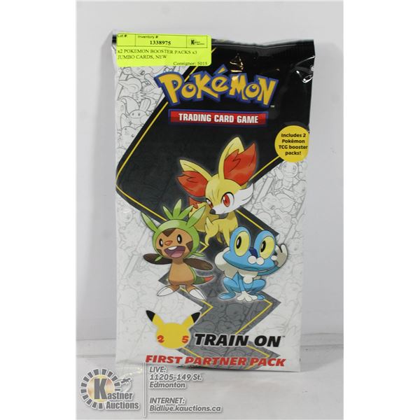 x2 POKEMON BOOSTER PACKS x3 JUMBO CARDS, NEW
