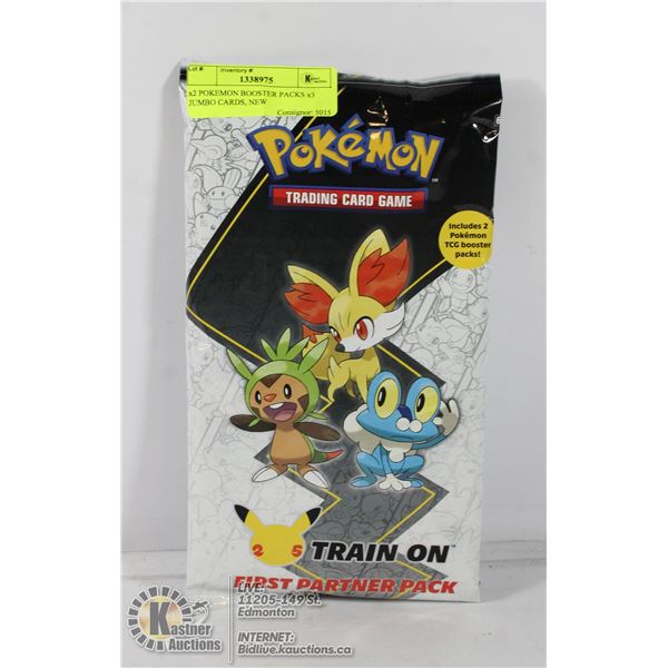 x2 POKEMON BOOSTER PACKS x3 JUMBO CARDS, NEW
