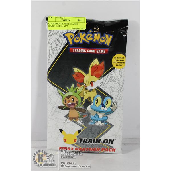 x2 POKEMON BOOSTER PACKS x3 JUMBO CARDS, NEW