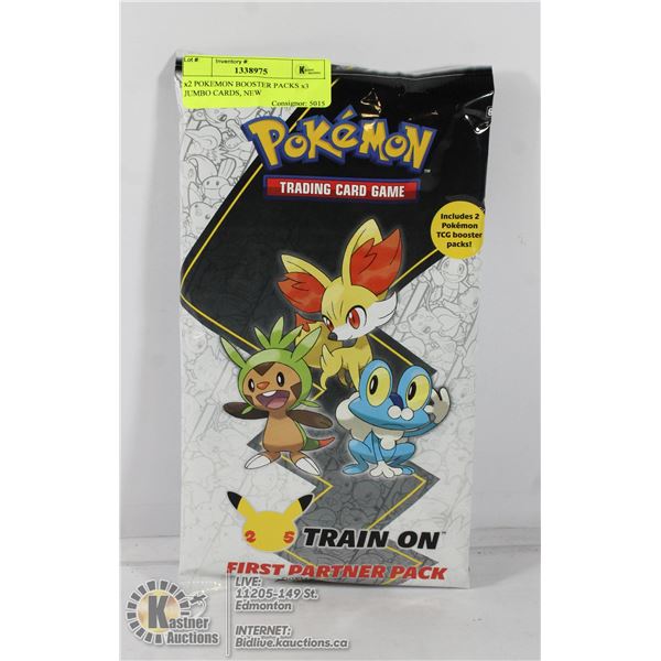 x2 POKEMON BOOSTER PACKS x3 JUMBO CARDS, NEW
