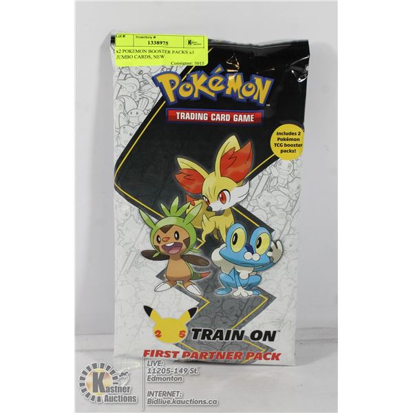 x2 POKEMON BOOSTER PACKS x3 JUMBO CARDS, NEW