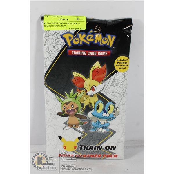 x2 POKEMON BOOSTER PACKS x3 JUMBO CARDS, NEW