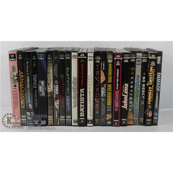 LARGE FLAT OF WRESTLING DVD'S