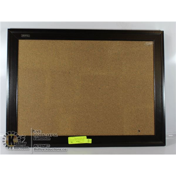 BULLETIN BOARD CORK AND WOOD FRAME. HOLES FOR EASY