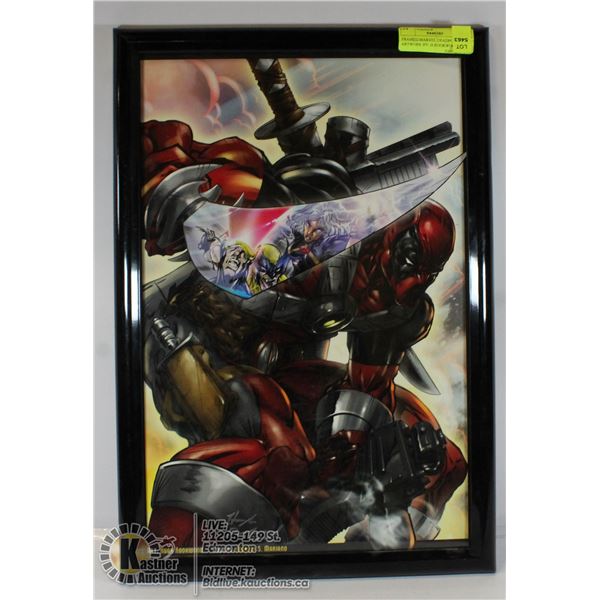 FRAMED MARVEL DEADPOOL  ARTWORK BY: H.ROOKWOOD