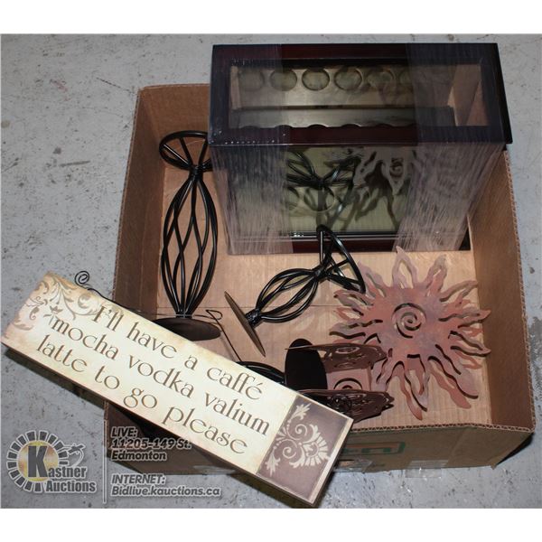 BOX W/ WOOD MIRRORED 6-CANDLE VOTIVE