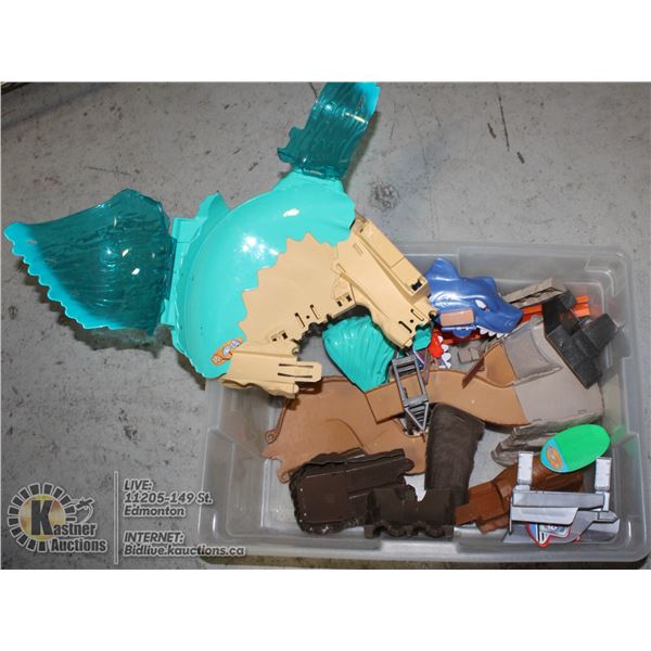 BIN OF HOTWHEELS / CAR TRACK SET