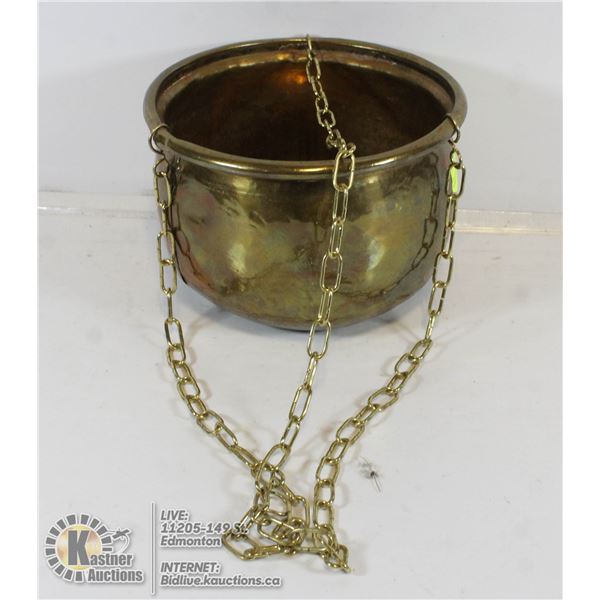 VTG SOLID BRASS HANGING POT
