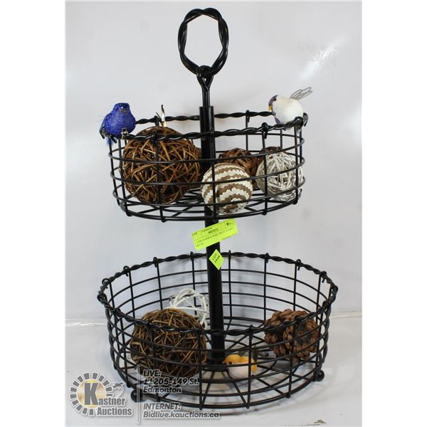 2 TIER BARBED WIRE FRUIT STAND METAL