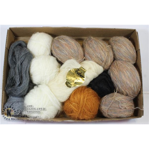 13 SKEINS ASSTD MOHAIR YARN