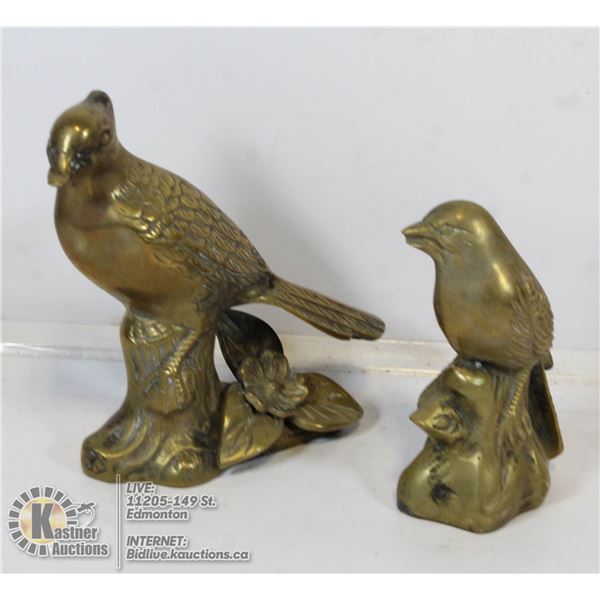 PAIR OF SOLID BRASS BIRDS