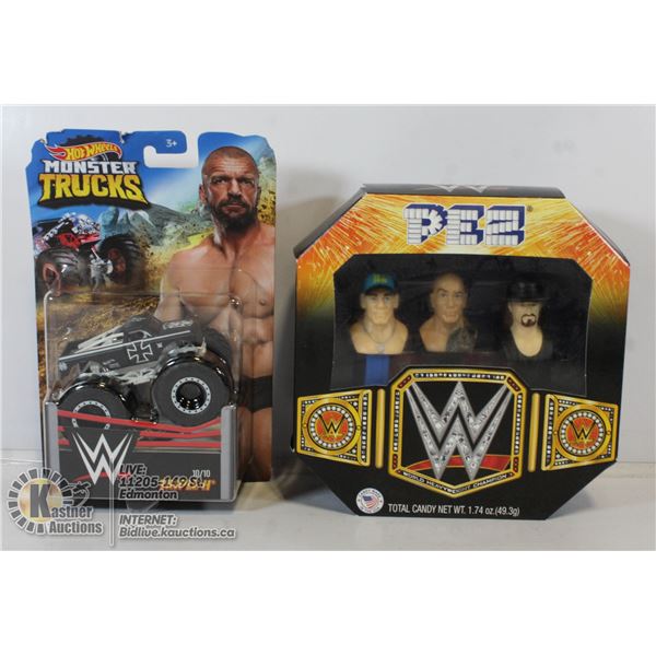 BOX WITH 2 WWE FIGURES / TOYS