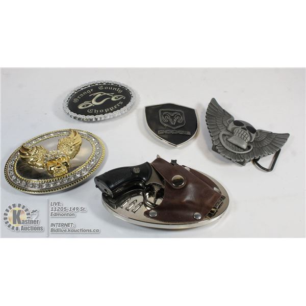 FLAT OF COLLECTIBLE BELT BUCKLES