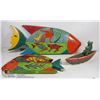 Image 1 : 2 MEXICAN WOOD PAINTED FISH THEMED CARVINGS
