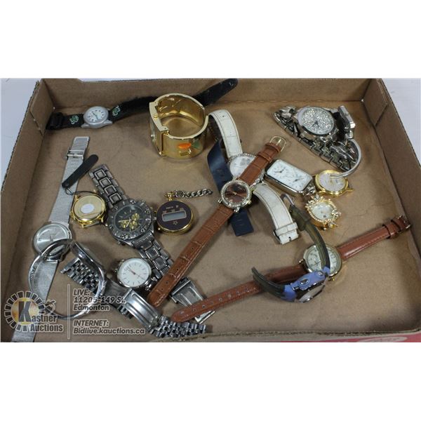 FLAT OF ASSORTED VINTAGE WATCHES SOME NEED TLC