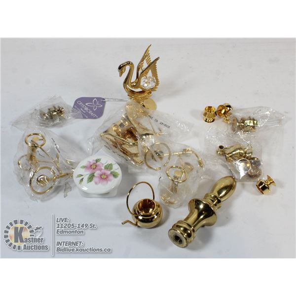 10 PIECES TOGETHER MINIATURE BRASS & BONE CHINA