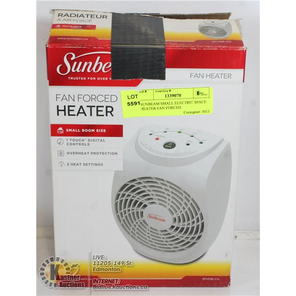SUNBEAM SMALL ELECTRIC SPACE HEATER FAN FORCED