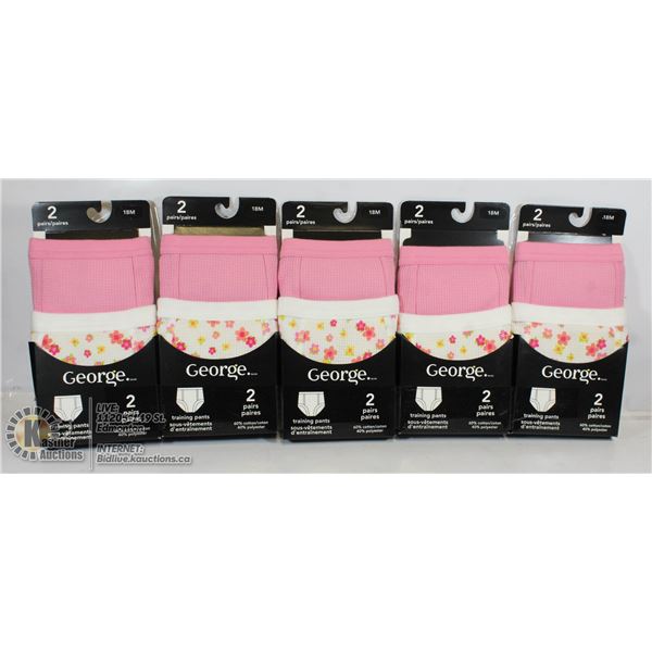LOT OF 5 TWO PKS OF 18M TRAINING UNDERPANTS.