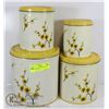 Image 1 : 4 PIECE 1950'S DECORWARE TIN CANNISTER SET